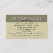 Optometrist.Oftalmoloog.Oogexamen.Benoeming Afsprakenkaartje (Achterkant)