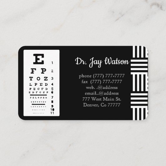 Optometrist Oftalmoloog Visitekaartje (Achterkant)