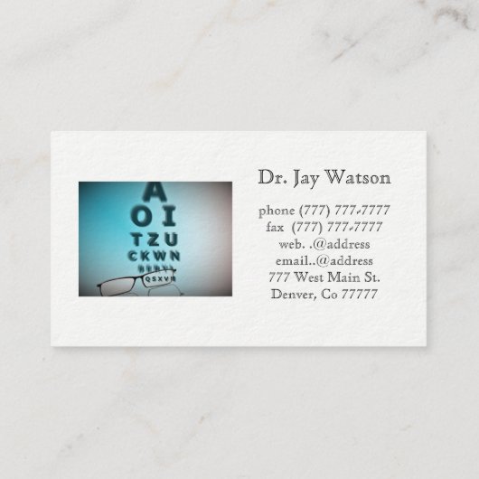 Optometrist oogheelkundige visitekaartje (Achterkant)