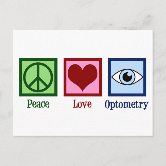 Optometrist Peace Love Optometry Blue Eye Doctor Briefkaart (Voorkant)