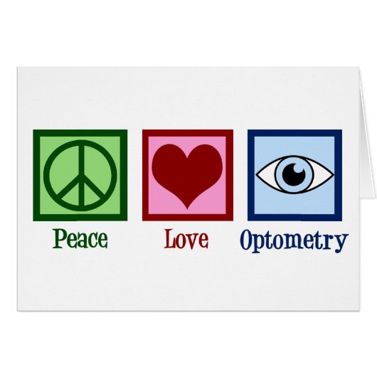 Optométriste Peace Love Optométrie Eye Doctor Card (Devant horizontal)