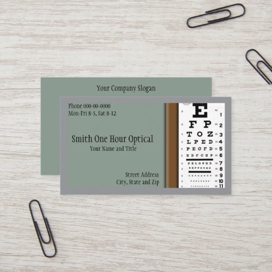 Optometristen Visitekaartje (Voorkant / Achterkant in situ)