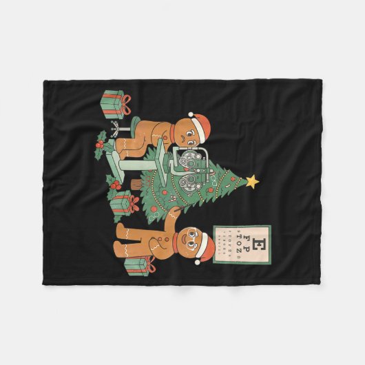 Optometry Gingerbread Christmas Optician Sight Squ Fleece Deken (Voorkant (Horizontaal))