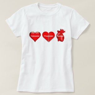 Optomist, Pessimist en Realist Hart T-shirt
