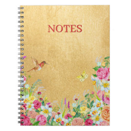 Opulence Gold Floral Hummingbird Notitieboek