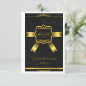 Opulent Black Damask Wedding Save the Date (Debout devant)