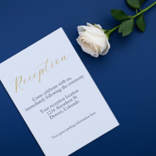 Opulent Blauw Huwelijksreceptie Informatiekaartje