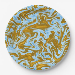 Opulent Fusion: Blauwgroen en gouden marmeren prin Papieren Bordje