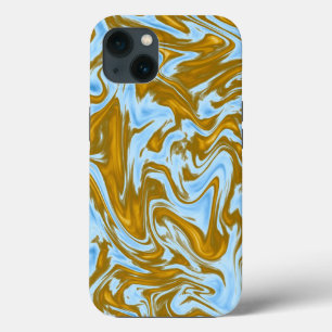 Opulent Fusion: het Blauwgroen en gouden marmer iPhone 13 Hoesje