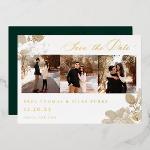 Opulent Gilded Garden Photo Save the Date Folie Uitnodiging