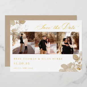 Opulent Gilded Garden Photo Save the Date Folie Uitnodiging