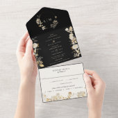 Opulent Gilded Garden Wedding All In One Uitnodiging (Afscheurbaar)