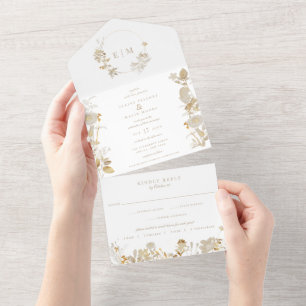 Opulent Gilded Garden Wedding All In One Uitnodiging