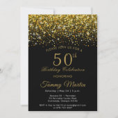 Opulent Gold Confetti 50e anniversaire Invitation (Devant)