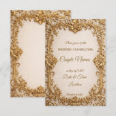 Opulent Gold Scrollwork Wedding Invitations Kaart (Voorkant / Achterkant)