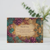 Opulent Grape Leaf Mardi Gras Masquerade Bedankkaart (Staand voorkant)