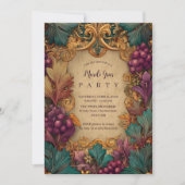 Opulent Grape Leaf Mardi Gras Masquerade Kaart (Voorkant)