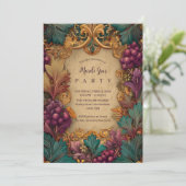 Opulent Grape Leaf Mardi Gras Masquerade Kaart (Staand voorkant)