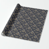 Opulent Navy Floral Gilding Cadeaupapier (Uitgerold)