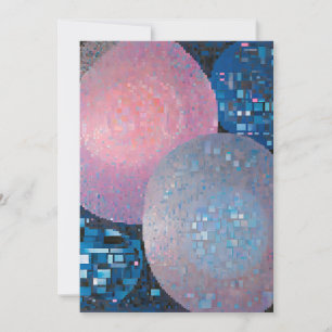 Opulent Ovals: tinten van blauw & roze in Abstract Feestdagenkaart
