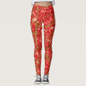 Opulent Rode Leggings met Golden Chains (Voorkant)