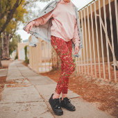 Opulent Rode Leggings met Golden Chains