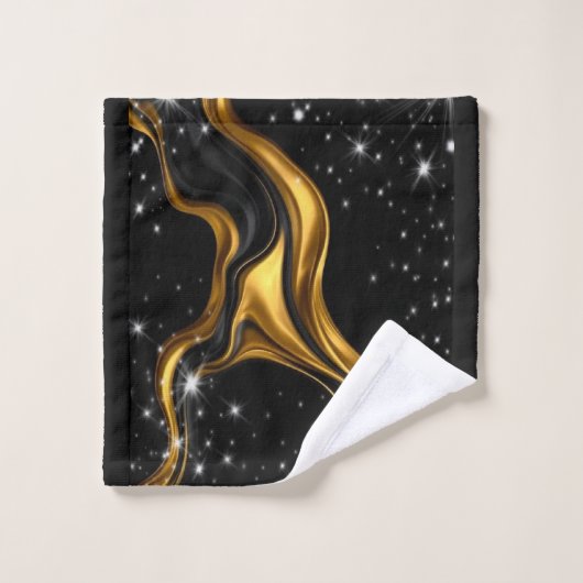 Opulent Swirl Liquid Gold Black Monochro Christian (Gant de toilette)