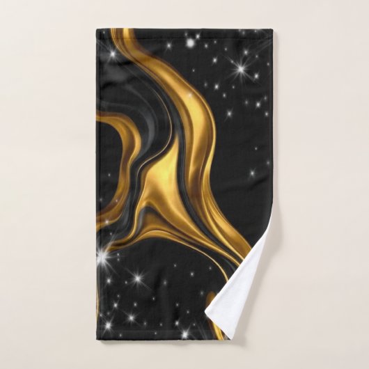 Opulent Swirl Liquid Gold Black Monochro Christian Bad Handdoek (Handdoek)
