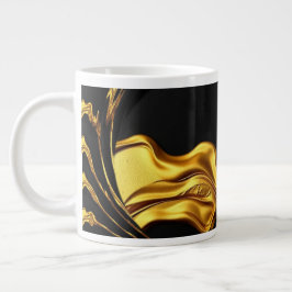 Opulent Swirl Liquid Gold Black Monochrom Designer Extra Grote Beker