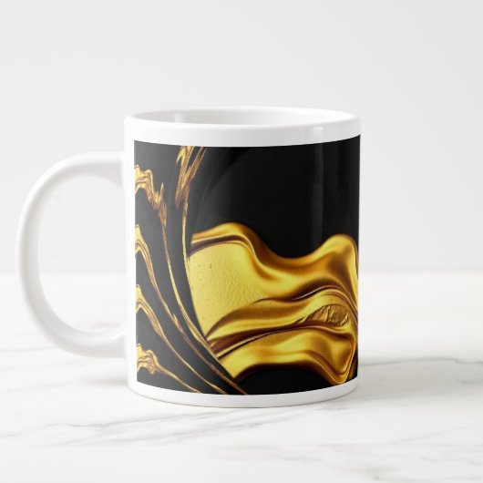 Opulent Swirl Liquid Gold Black Monochrom Designer Extra Grote Beker (Links)