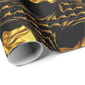 Opulent Swirl Liquid Gold Black Monochrome Achempo Cadeaupapier (Rol Hoek)