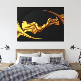 Opulent Swirl Liquid Gold Black Monochrome Achempo Canvas Afdruk