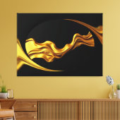 Opulent Swirl Liquid Gold Black Monochrome Achempo Canvas Afdruk (Insitu (Woonkamer))