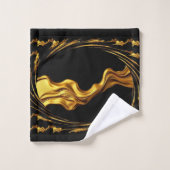 Opulent Swirl Liquid Gold Black Monochrome Christi (Gant de toilette)