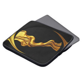Opulent Swirl Liquid Gold Black Monochrome Christi Laptop Sleeve