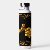 Opulent Swirl Liquid Gold Black Monochrome Christi Waterfles (Rechts)