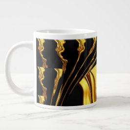 Opulent Swirl Liquid Gold Black Monochrome Design Extra Grote Beker