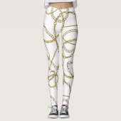 Opulent Witte Leggings met Golden Chains (Voorkant)