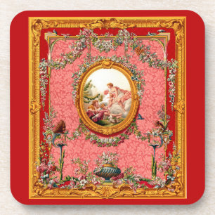 opulente 18e - eeuwse barokke print happy family bier onderzetter
