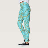 Opulente Blauwgroen Leggings met Golden Chains (Links)