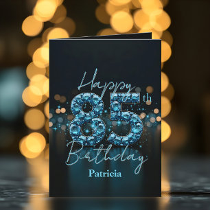 Opulente Chic Sapphire Blue en Black 85e verjaarda Kaart
