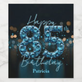 Opulente Chic Sapphire Blue en Black 85e verjaarda Wijn Etiket (Enkel label)