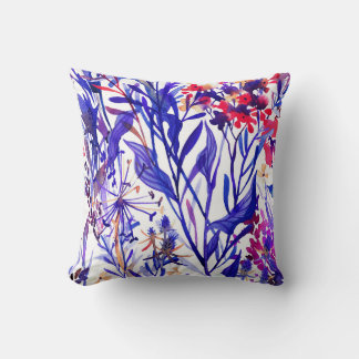 Opulente Waterverf Bloemen: Tuin Achtergrond. Kussen