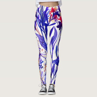 Opulente Waterverf Bloemen: Tuin Achtergrond. Leggings