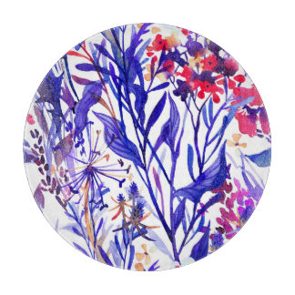 Opulente Waterverf Bloemen: Tuin Achtergrond. Snijplank