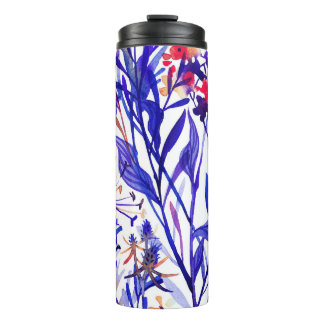 Opulente Waterverf Bloemen: Tuin Achtergrond. Thermosbeker