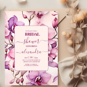 Opulente Waterverf Roze Orchidee Bridal Kaart