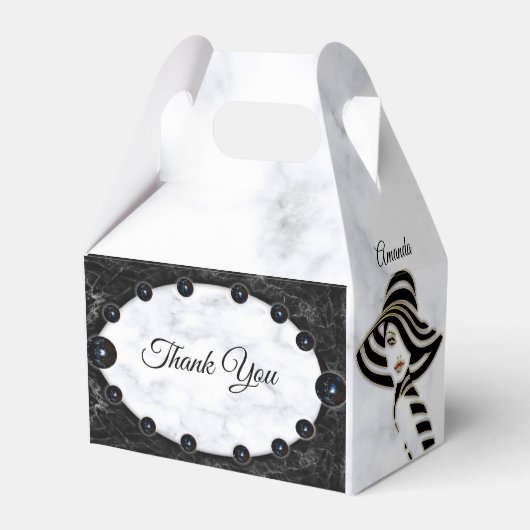 Opulente witte en zwarte bollen bedankdoosjes (Achterkant)