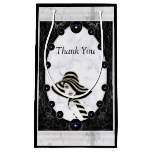 Opulente witte en zwarte bollen klein cadeauzakje