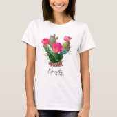 Opuntia bloei in stenen t-shirt (Voorkant)